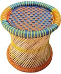 Handmakers Natural Bamboo (SARKANDA) Mudda Stool 15x16 Inches
