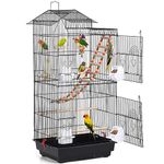 Yaheetech 99cm Roof Top Parrot Cage Large Bird Cage Metal Budgie Cage for Canary/Cockatiel/Parakeet Black