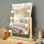 Depuley Vanity Mirror with Lights,12 Dimmable LED Bulbs Vanity Lighted Mirror, 3 Color Modes Hollywood Makeup Mirror, Light up Mirror for Bedroom, Dressing Room, Tabletop, Dressing Table, Gold