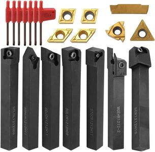 Lathe Turning Tool Boring Bar Bracket Lathe Tool Set Lathe Cutting Tool Including 7pcs Carbide Insert,7pcs Holders,7pcs Wrench