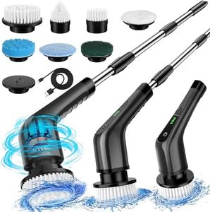 Guiseapue Electric Spin Scrubber, Cordless Cleaning Brush with Adjustable Extension Arm 7 Replaceable Cleaning Heads, Power Shower Scrubber for Bathroom, Tub, Tile, Floor, Glass, Car