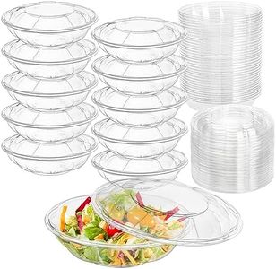 Mezchi 50 Pack Plastic Salad Bowls with Lids, 18 oz Disposable Salad To-Go Container for Lunch, Clear Acai Bowls for Takeout Fruits, Meal Prep, Nuts, Serving, and Mixing