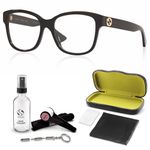 Gucci GG0038ON Classic Square Shape Eyeglasses + Bundle with eSHADES Luxury Eyewear Kit, Black, 54mm