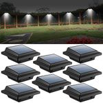 UniqueFire Outdoor Solar Gutter Lights, 40 LEDs Outdoor Solar Fence Lights Outdoor Waterproof Security Lamps for Eaves Garden Landscape Walkway (8PCS Black, 40LED Cold White)