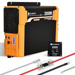 ECO-WORTHY 2000W Pure Sine Wave Inverter 12V DC to 230V AC Solar Power Inverter with USB Ports AC Outlets Hardwire Terminals Remote Controller for Home RV Motorhome Campervan Off Grid Solar System