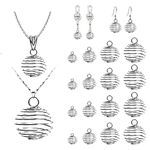 KINBOM 100 Pcs 4 Sizes Silver Plated Spiral Bead Cages Pendants,Stone Crystal Holder Cage Ring for Jewelry Necklace Making DIY Craft