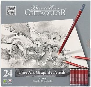 CRETACOLOR CLEOS Fine Art Graphite, crayons graphite incassables, 24 pièces, jusqu'à 20 degrés, utilisation polyvalente, convient pour le graphisme/le design/l'art