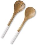 Folkulture Salad Servers or Salad Tongs, Wooden Utensils for Serving Salad, Salad Forks or Salad Tongs for Serving, Salad Sling, 12-inch Spoon and Fork Set, Mango Wood, White