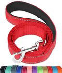 FunTags 6FT Reflective Dog Leash with Soft Padded Handle for Training,Walking Lead for Large & Medium Dog,1 Inch Wide,Red