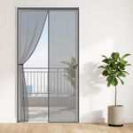 Classic Mosquito Net for Door Fiberglass Magnetic Curtain Auto Closing Insect Screen for All Door Types with Self Adhesive Hook Tape(185X110cms,Grey)