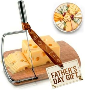 Manual Cheese Slicer for Block Cheese with Stainless Steel Blade & Locking Design - Multipurpose Wood Cheese Cutter Board 8.35x9.17x0.94 in for Slicing Butter, Vegetables, Fruits, Snacks & Deli Foods