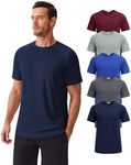 PINSPARK 5 Pack Plain Tshirts for Men Multipack Mens T Shirts Stretch Work Athletic Tee Shirts Dry Fit Summer Lounge Tshirt