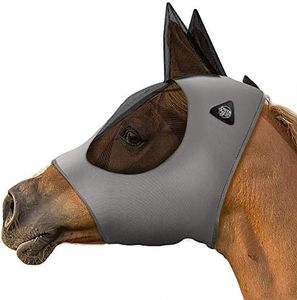 SmithBuilt Horse Fly Mask (Gray, Horse) - Mesh Eyes and Ears, Breathable Fabric, UV Protection