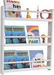 Childlike Behavior 3-Tier Wood Bookshelf Organizer for Kids - White, Wall Mount