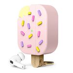 elago Ice Cream Case Compatible with AirPods Pro 2 Case Cover - Compatible with AirPods Pro 2nd Generation Case, Karabiner Included, Supports Wireless Charging, Full Protection (Strawberry)