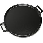 Home-Complete HC-5001 Cast Iron Pizza Pan-14” Skillet for Cooking, Baking, Grilling-Durable, Long Lasting, Even-Heating and Versatile Kitchen Cookware, Black