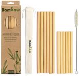 Bambaw Bamboo Straws Reusable, Bamboo Drinking Straws with Straw Cleaner Brush & Straw Pouch, Eco Friendly Reusable Straws Dishwasher Safe, Pack of 6 Straws - 5.9'' & 6 Straws - 8.7''