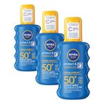 NIVEA SUN Protect & Moisture Sun Spray SPF 50+ (200ml), Moisturising Suncream Spray with SPF 50+, Advanced Sunscreen Providing Immediate, Effective UVA + UVB Protection (Pack of 3)