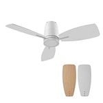 TALOYA 42inch Ceiling Fans with Lights and Remote Control, Quiet DC Motor, Double-Faced Blades, Modern Low Profile Ceiling Fan for Bedroom, Living Room, Dining Room, Office