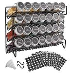 Vtopmart Spice Rack Organizer for Cabinet, 4-Tier Spice Organizer with 28 Empty Spice Jars and 432 Spice Labels, Seasoning Organizer for Countertop, Cabinet, Kitchen, Pantry, Cupboard