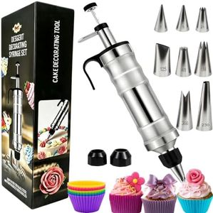 Cake Decorating Syringe Set–Icing piping kit with Piping Bags and Tips