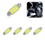 beypovk 36mm Car LED Bulb, 6000K Pure White Bright Interior Car Lights, Error Free 9-SMD 5630 Chipsets DE3021 Bulb for Car Dome Light Map Light License Plate Lights (4 PCS)