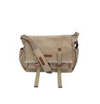 The House of tara Canvas Messenger Bag for Men and Women | Sling Laptop Bag fits Upto 15.6 Inch Size | Crossbody Bag with Waterproof Inner Lining, Adjustable Straps & Padded Partition (Camel Beige)