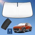 Sun Shade Sunshade for Hyundai Kona 2018-2024 Windshield Cover, 2-Layers Sun Shield 240T Silver Sun Visor Foldable Front Window Shade Blocks UV Rays Car Accessories