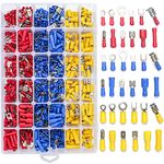 Qibaok 840PCS Electrical Wire Connectors, Insulated Wire Crimp Terminals, Mixed Butt Ring Fork Spade Bullet Quick Disconnect Assortment Kit