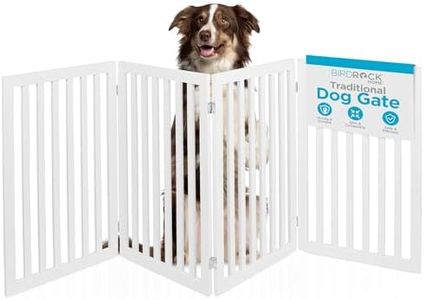 INTERNET'S BEST Dog Gate Indoor Freestanding Pet Barrier, Folding Wood Dog Fence, Extra Wide Doorway Puppy Gate, Indoor Animal Privacy Panel, Wooden Cat Fence - 4 Panel - 36", White