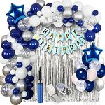 Party Propz Birthday Decoration Items for Boys - Pack of 62, Blue Birthday Decoration Kit with Confetti Balloons | Birthday Decorations for Husband | Blue Balloons for Birthday Decorations for Boys