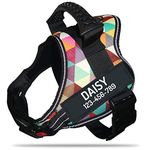 PawPawify Personalised No Pull Dog Harness with Custom Name and Phone Number, Heavy Duty Pet Vest to Prevent Tugging, Pulling, or Choking, Training and Walking (Color Grid, XS Chest 17-22in)