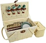 Picnic at Ascot Settler Traditional American Style Picnic Basket with Service for 4 - Green Plaid