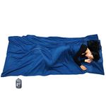 Browint Browint Silk/Cotton Travel Sheet with Double Zippers, 87"x43" Extra Wide Sleep Sack for Hotels, Lightweight Sleeping Bag Liner for Camping, Traveler Rectangular with Pillow Pocket