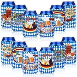 Aodaer 12 Pack Oktoberfest Can Cooler Sleeves Collapsible Neoprene Beer Festival Can Cover Insulators Blue and White Checkered Bavarian Beer Can Cooler Covers for Oktoberfest Beer Bottle Can Decor