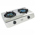 NJ-60SD Indoor Gas Stove - 2 Burner Portable Gas Hob LPG Cooker 60cm Cooktop Stainless Steel Freestanding Table Top for Home Kitchen Camping Garden Catering 7.7kW