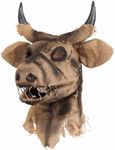 elope Bull Scarecrow Mouth Mover Mask - Movable Jaw Mask with Foam-Backed Burlap Hood