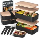 Bentoheaven Premium Bento Box Adult Lunch Box with Compartments for Women & Men, Set of Utensil & Chopsticks & Dip Container, Cute Japanese Kids Bento Lunch Box, Microwavable (Bingo Flamingo)
