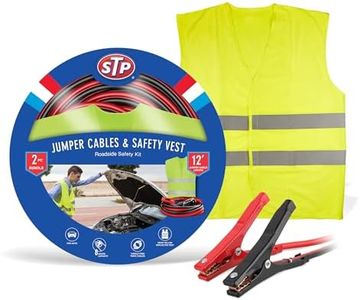 STP Jumper Cables for Car & Reflective Safety Vest Kit, 12-Foot 8-Guage Heavy Duty Jumper Cables to Jump Star Dead Batteries in Cars Trucks & SUVs, Automotive Booster, Professional Vehicle Safety Kit