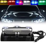 Multi-Coloured LED Law Enforcement Emergency Beacon Hazard Strobe Lights High Brightness 16LEDs 12V Warning Light for Truck Trailer Interior Roof/Windshield/Dashboard with Suction Cup (coloured)