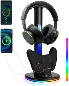 JDGPOKOO Controller Charger with RGB Headphone Stand for Xbox Series X|S/Elite 2/One/One X/One S/One Elite, XSX Controller Charger Station with 2 USB Port, Headset Stand for Xbox Charging Station Dock