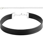 STACKABLE CREATIONS Classic Black Leather Choker Necklace for Women Girls, 90s Ribbon Neck Collar