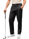 Runcati Mens Golf Pants Stretch Slim Fit Hiking Travel Sweatpants Flat-Front Dress Pants, Black, 40