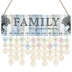 CHDITB Blessing Family Reminder Calendar Board(16''x5''), DIY Wooden birthday calendar wall hanging with 100pcs Wood Tags, Decorative Family Birthday Plaque Home Decor for Birthday Mother day Gift