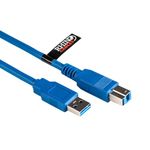 rhinocables USB 3.0 Printer Cable, USB A to B Lead, High Speed 5gbps, Male to Male Printer Scanner Cord 1m to 5m lengths, Compatible with HP, Borther, Dell, Epson and Many More (Blue, 1m)