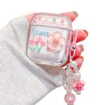 Ownest Compatible with AirPods Case Cute Clear 3D Flowers Pattern Girls Woman Soft Silicone Shockproof Love Heart Keychain Design Cover for AirPods 2/1-Transparent