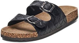 Alpine Swiss Mens Double Strap Contour Sandals | Adjustable Buckle Slides | Vegan Leather Footbed Sandals | Ergonomic Cork-Inspired Sole | Casual Summer Footwear Slip On Slides with Buckles WBK 9
