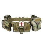 YAKEDA Tactical Battle Belt, Quick Release 1.75 inch Duty Belts Law Enforcement Airsoft Utility Belt with Accessories Pouches (CP)