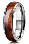 Three Keys Jewelry 6mm Titanium Wedding Band Engagement Ring Silver with Real Santos Rosewood Wood Inlay Comfort Fit Size Q