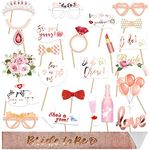 Bridal Shower Photo Booth Props Kit, 23 PCS Rose Gold Funny Selfie Bachelorette Photo Booth with Bride to Be Sash for Girls Night Out Game Hen Party Supplies